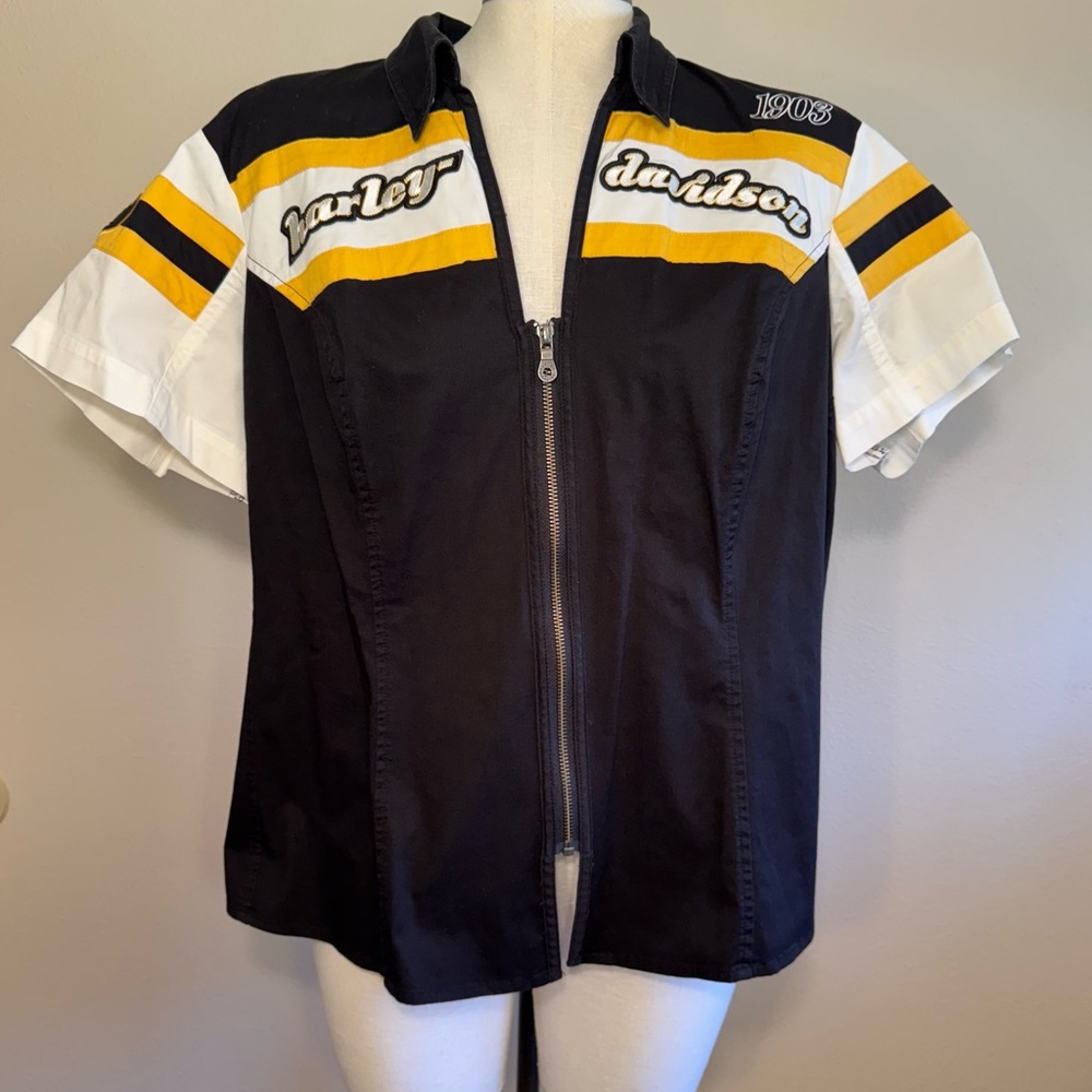 HARLEY-DAVIDSON Vintage Women's Zip Front Short Sleeve Speedway Spirit